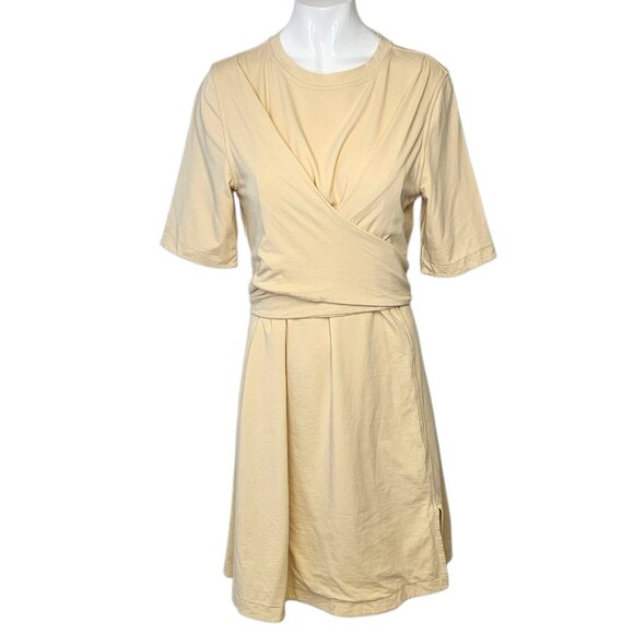 Lululemon Cotton Wrap-Front T-Shirt Dress Prosecco, Yellow, Stretch, Size 8 - Picture 1 of 7